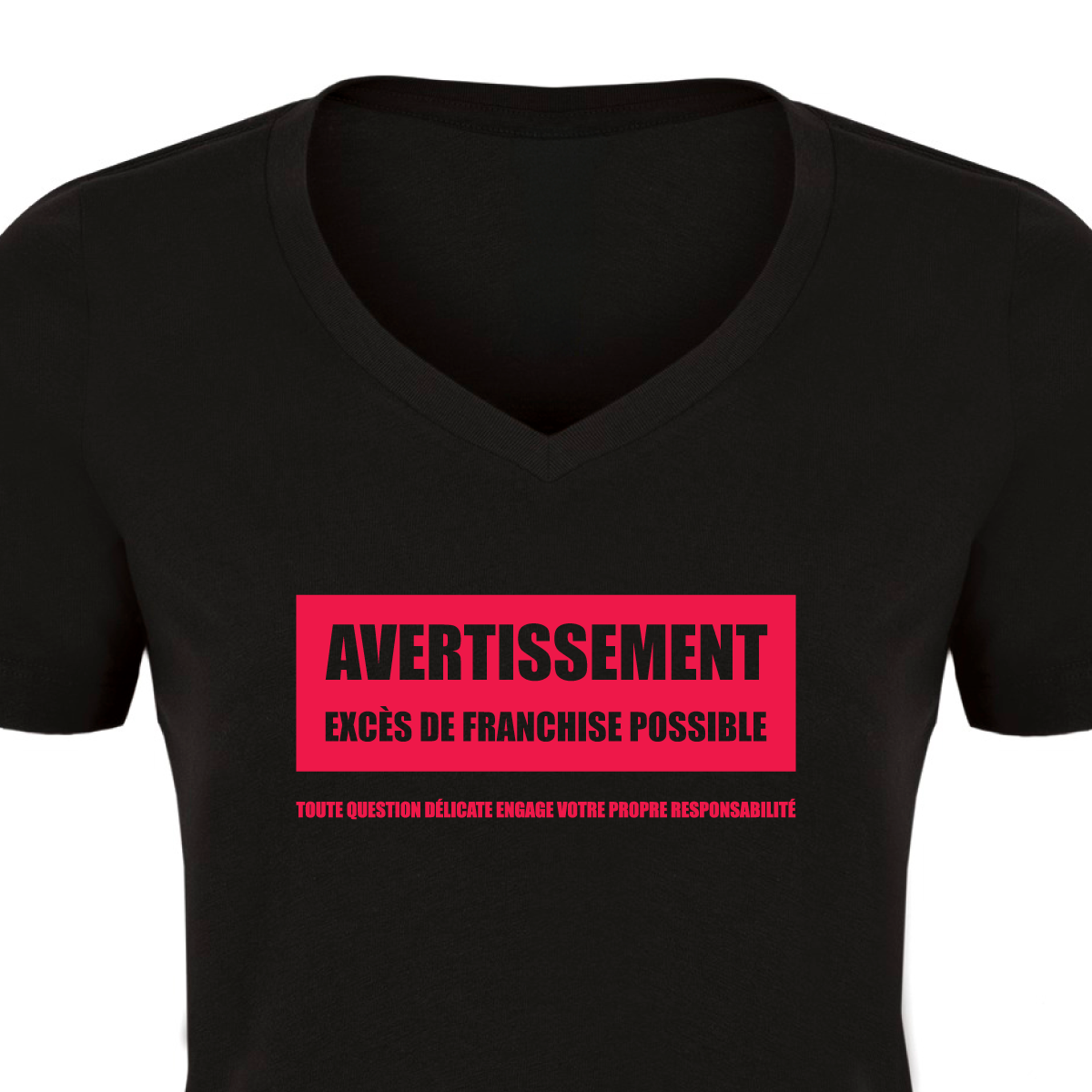 Col en V - Avertissement franchise - Noir