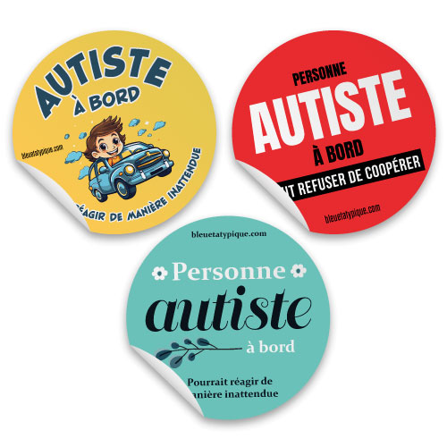 Lot d'autocollants pour véhicule - Autiste à bord (3 couleurs)