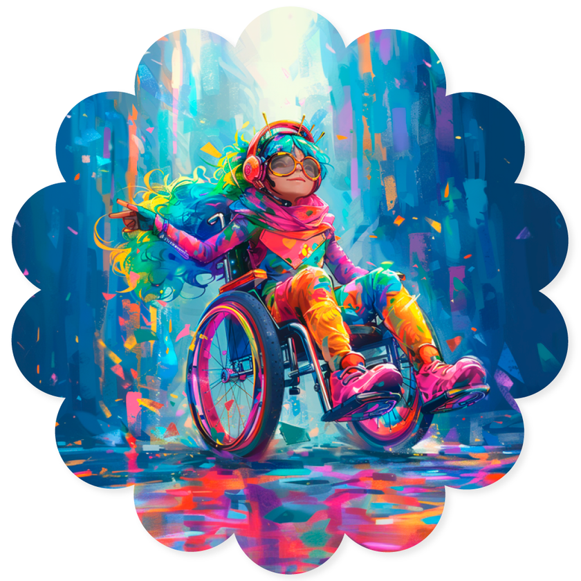 Lot d'autocollants - Fauteuil roulant - Pluie de couleurs