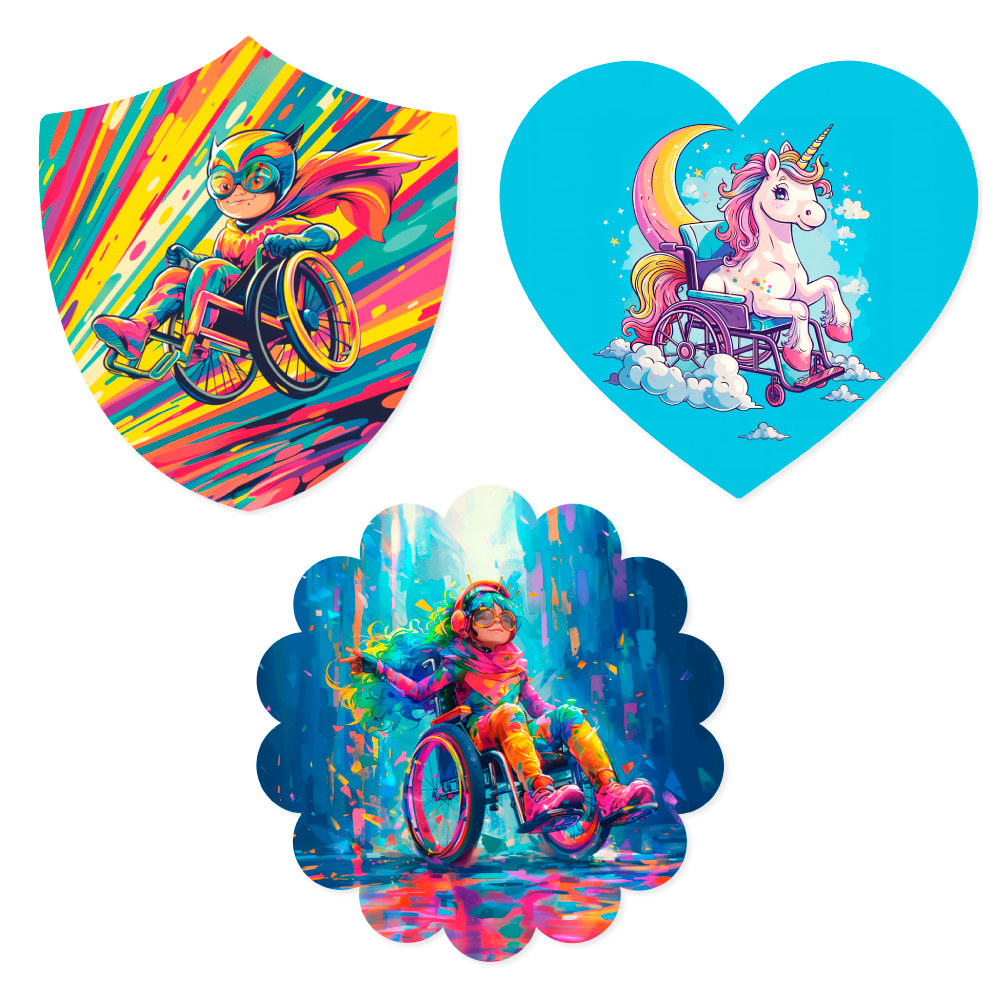 Lot d'autocollants - Trio (fauteuil roulant)