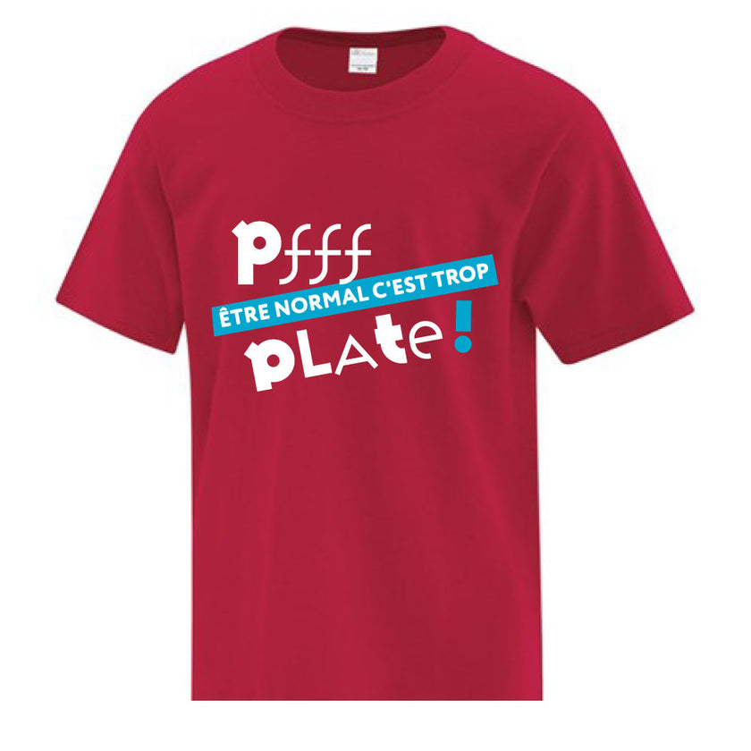 T-shirt pour enfant - Être normal, c'est trop plate (rouge)