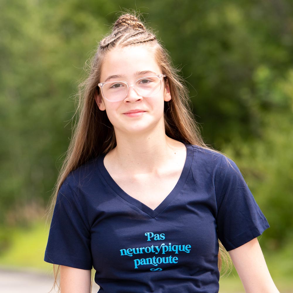 T-shirt pour femmes (col v) - Pas neurotypique pantoute (marine)