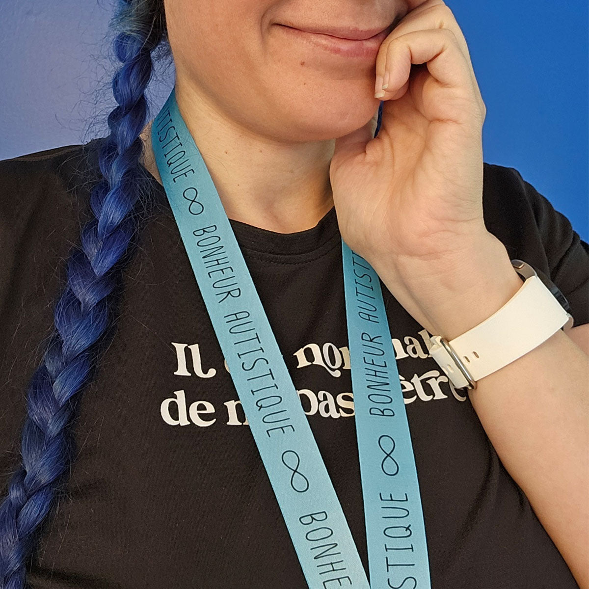 Lanière cordon de cou pour clés ou cocarde - Bonheur autistique