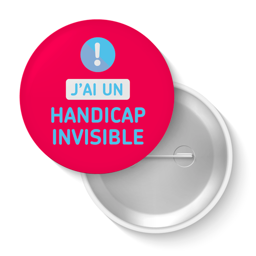 Lot de badges - J'ai un handicap invisible (rouge)
