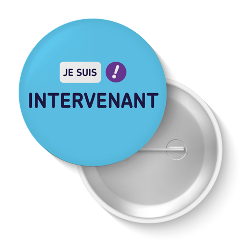 Lot de badges - Je suis intervenant (bleu ciel)