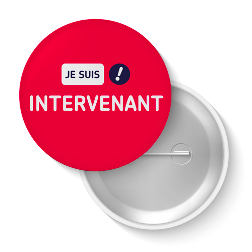 Lot de badges - Je suis intervenant (rouge)