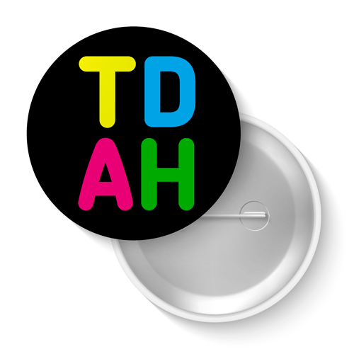 Lot de badges - J'ai un TDAH (noir)