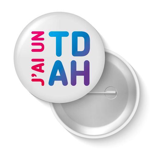 Lot de badges - J'ai un TDAH (blanc)