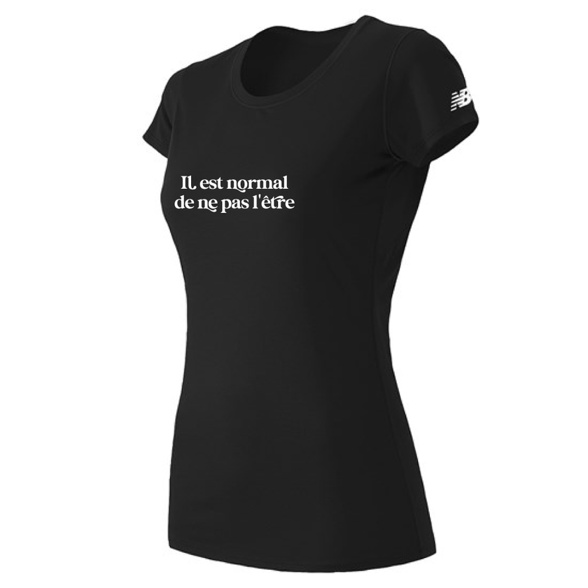 XS Seulement - T-shirt NB sport femme - Il est normal de ne pas l'être (noir)