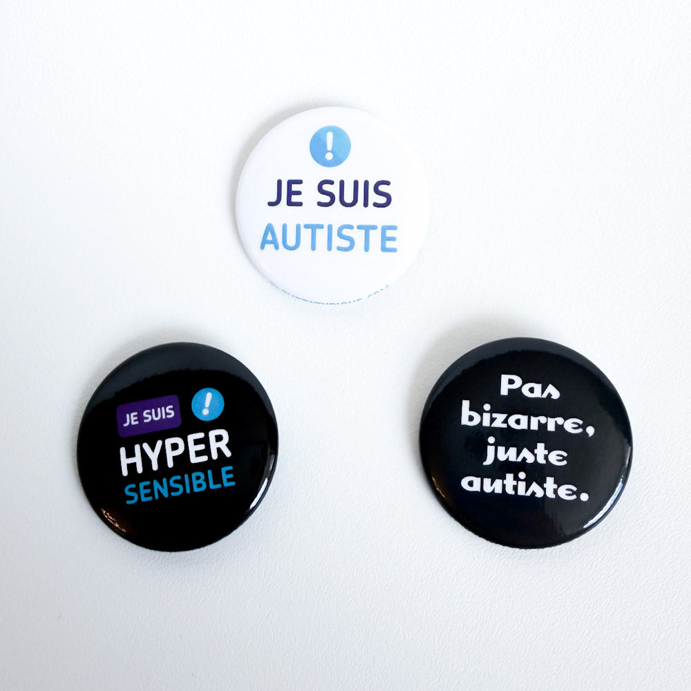 Trio badges - Autiste et hypersensible