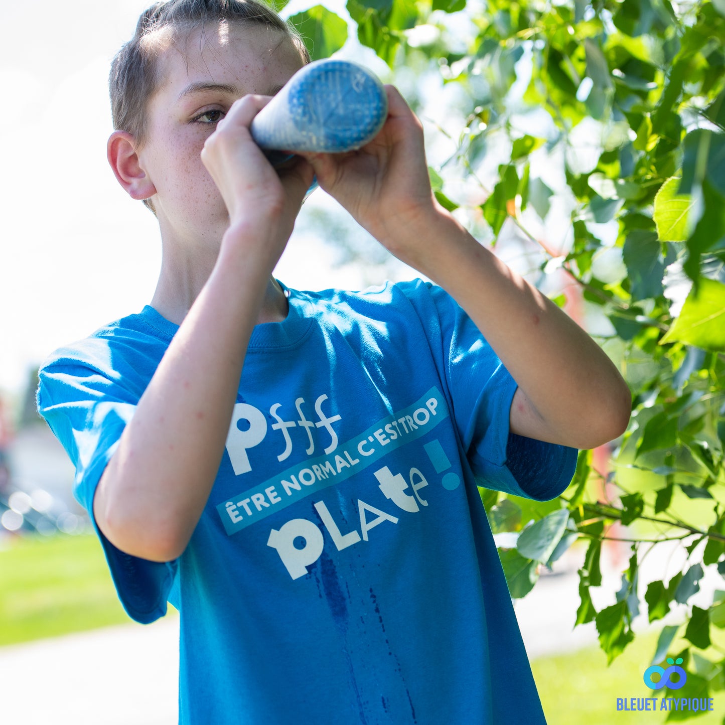 T-shirt pour enfant - Être normal, c'est trop plate (bleu canard)