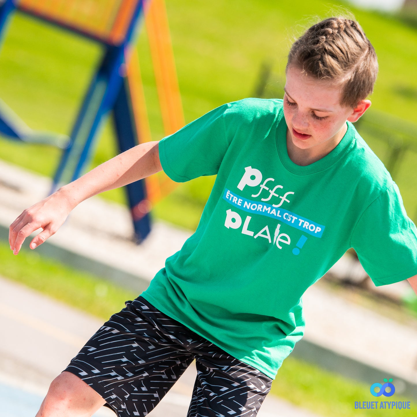T-shirt pour enfant - Être normal, c'est trop plate (vert)