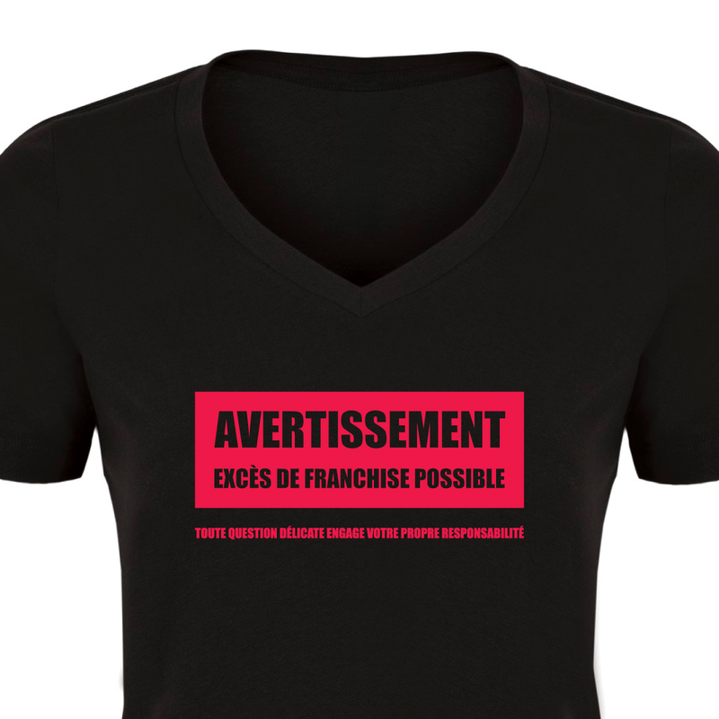 Col en V - Avertissement franchise - Noir