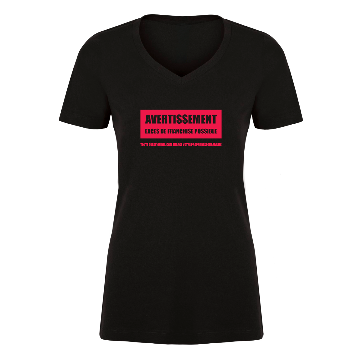 Col en V - Avertissement franchise - Noir