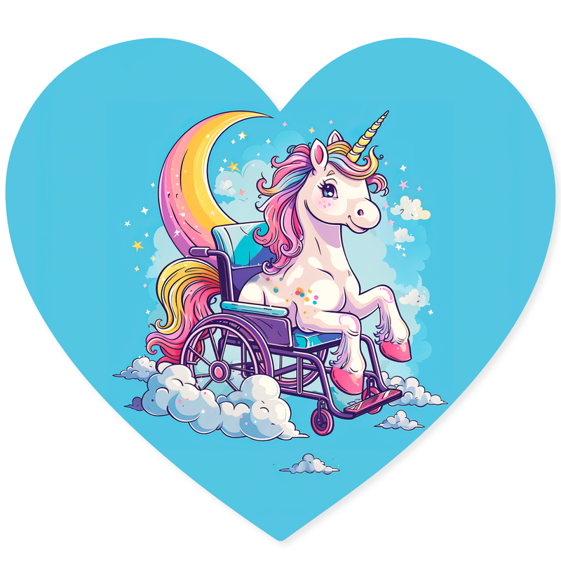 Autocollants Fauteuil roulant Licorne (2 pouces)