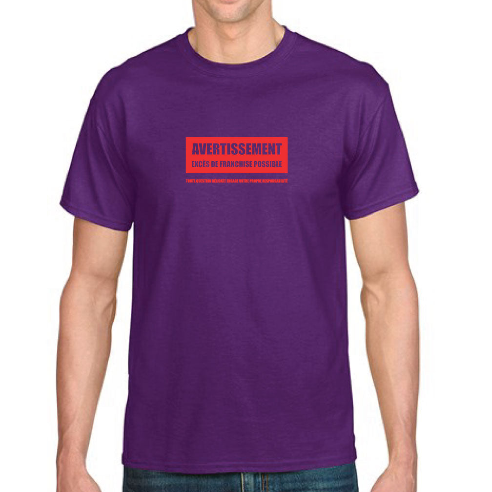 T-shirt Unisexe - Avertissement de franchise - Mauve