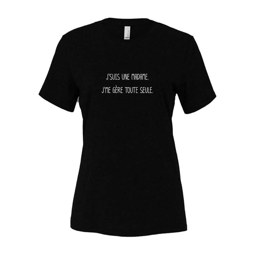 T-shirt – Femme – J'me gère toute seule - Col rond - Noir