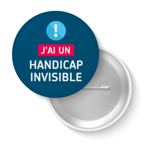 Lot de badges - J'ai un handicap invisible (marine)