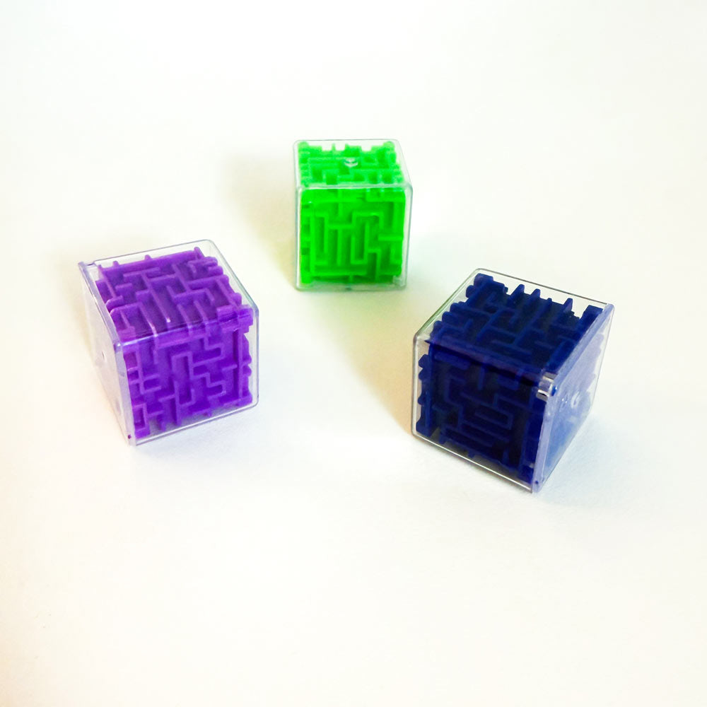 3 minis cubes labyrinthes (couleurs froides)