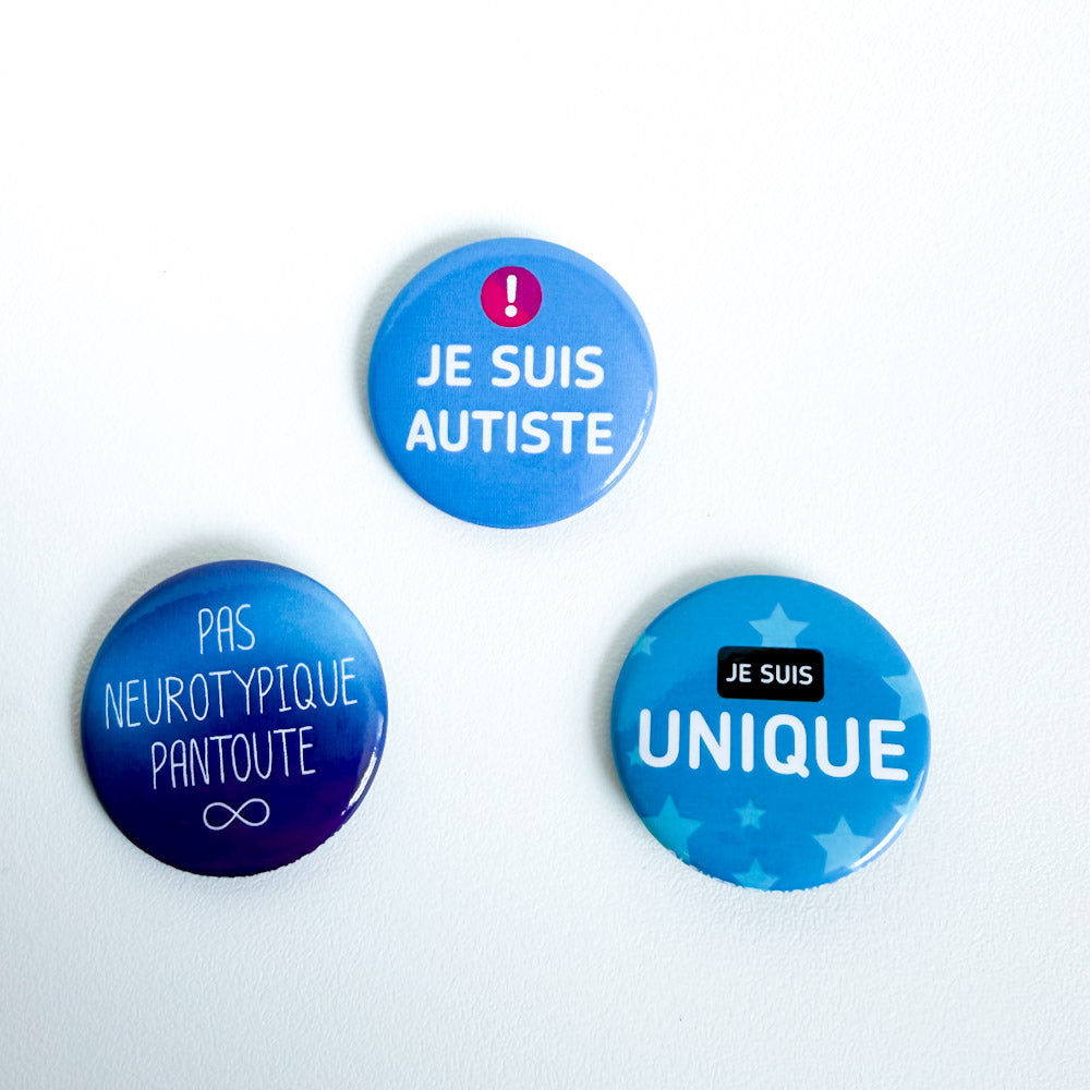Trio badges - Autiste et unique
