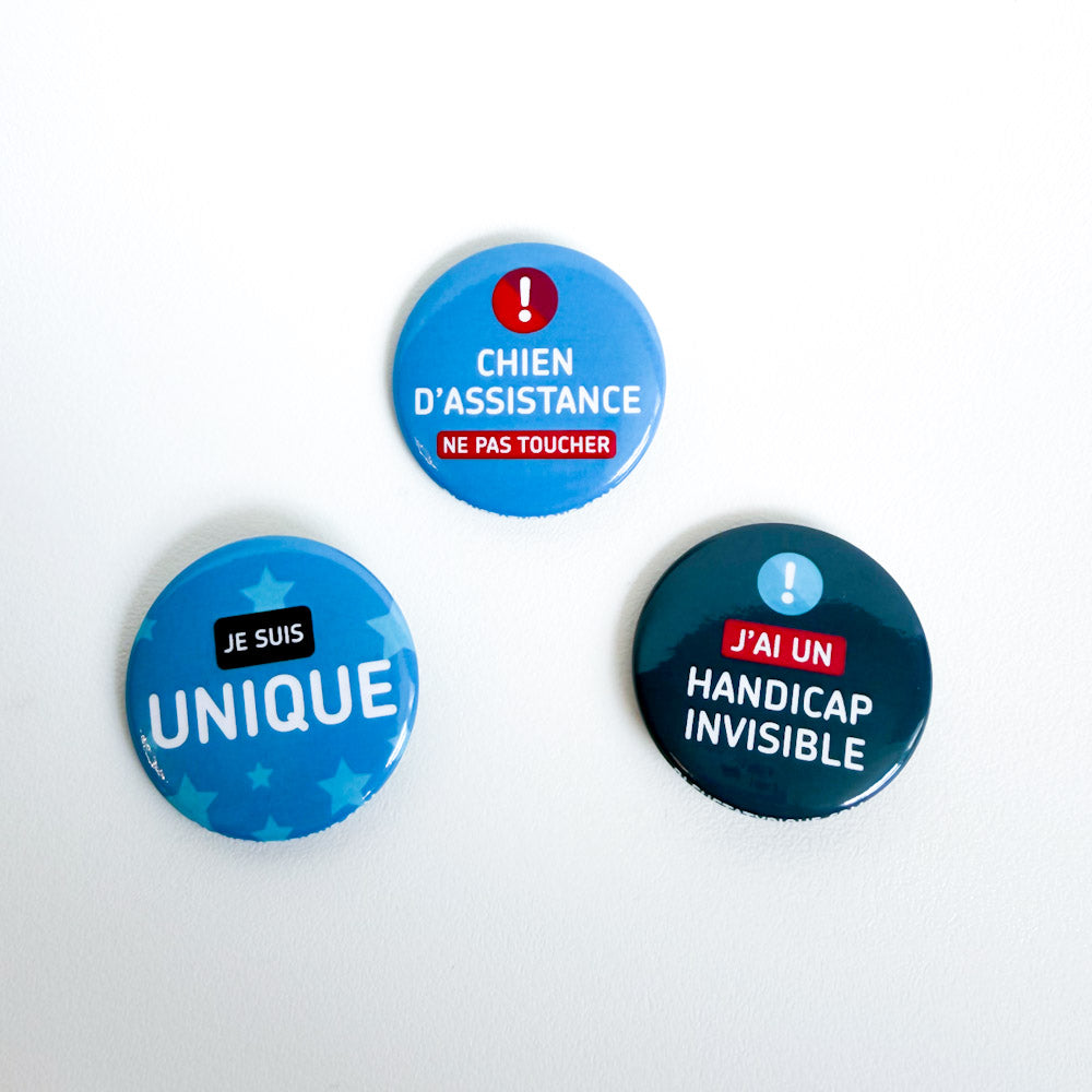 Trio badges - Chien d'assistance