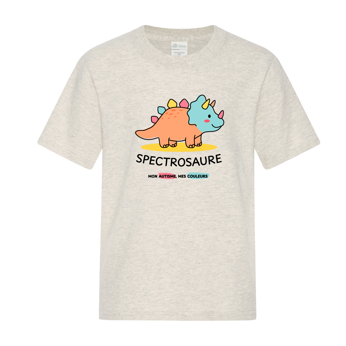 T-shirt enfant - Spectrosaure : Mon autisme, mes couleurs AVOINE