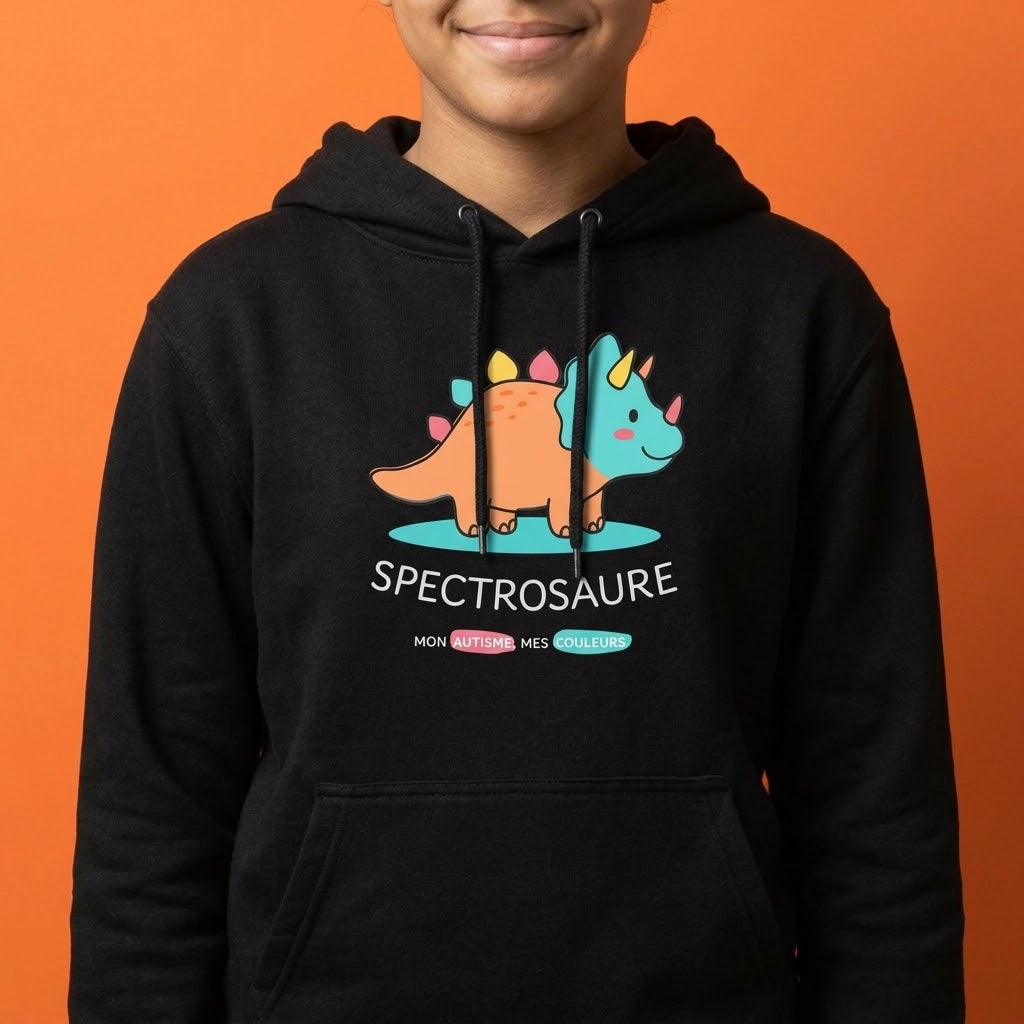 Hoodie à capuche : Spectrosaure Mon autisme, mes couleurs