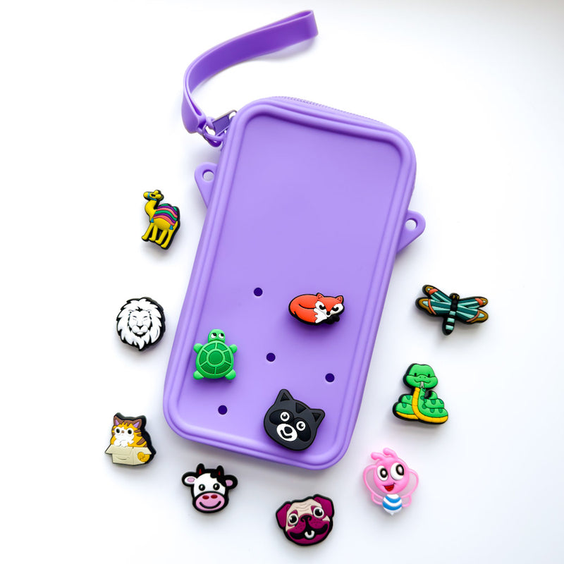 Sac et 3 breloques animaux au choix - Violet